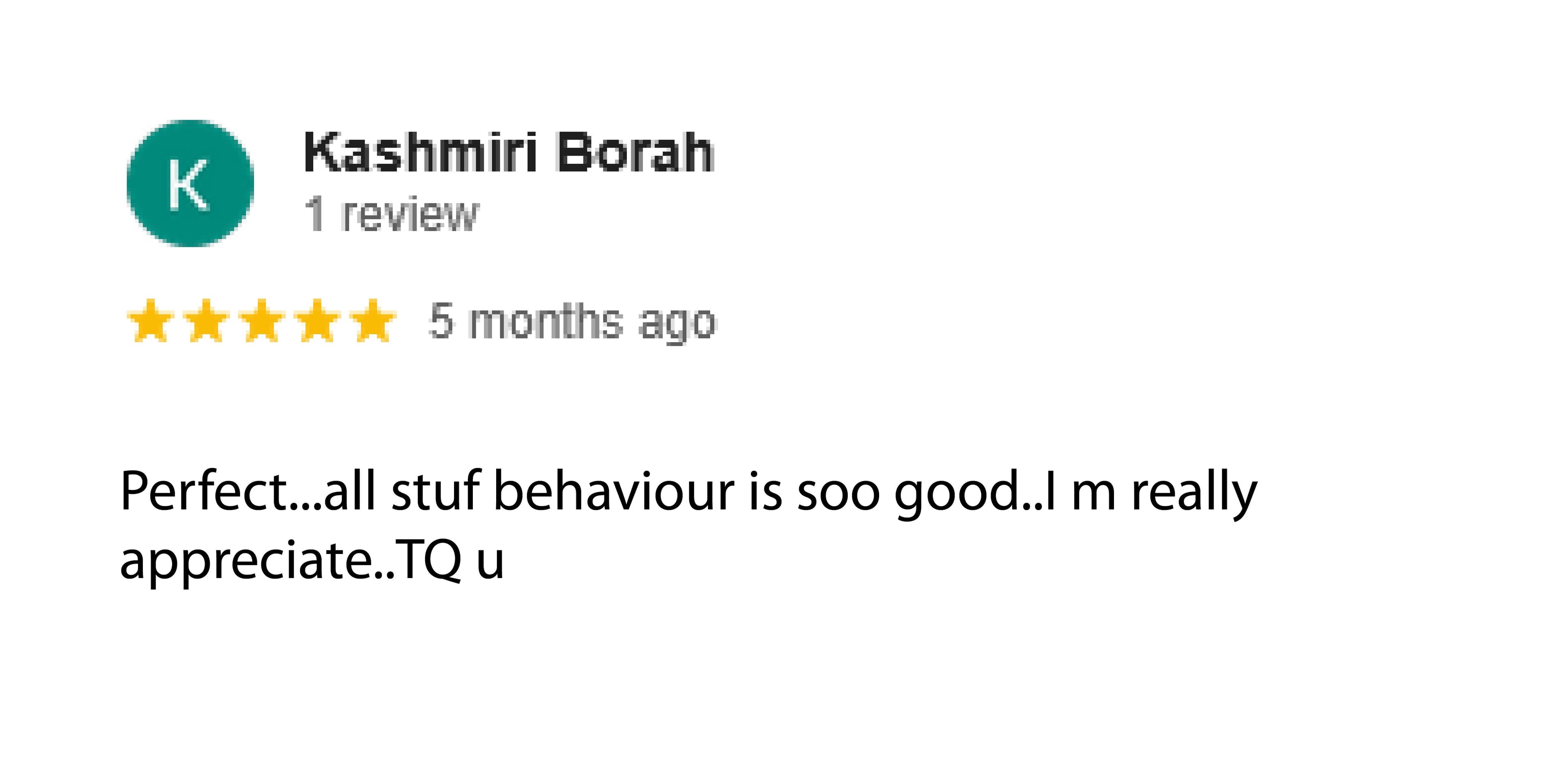 Customer review screenshot